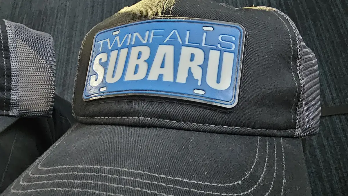Liquid 3D patch hat and license plate insert for Twin Falls Subaru