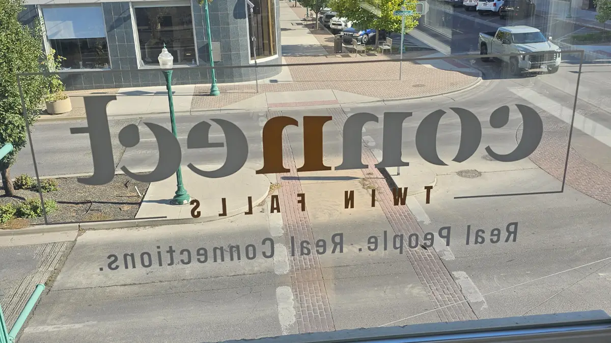 Business vinyl window logo sticker for Connect Twin Falls